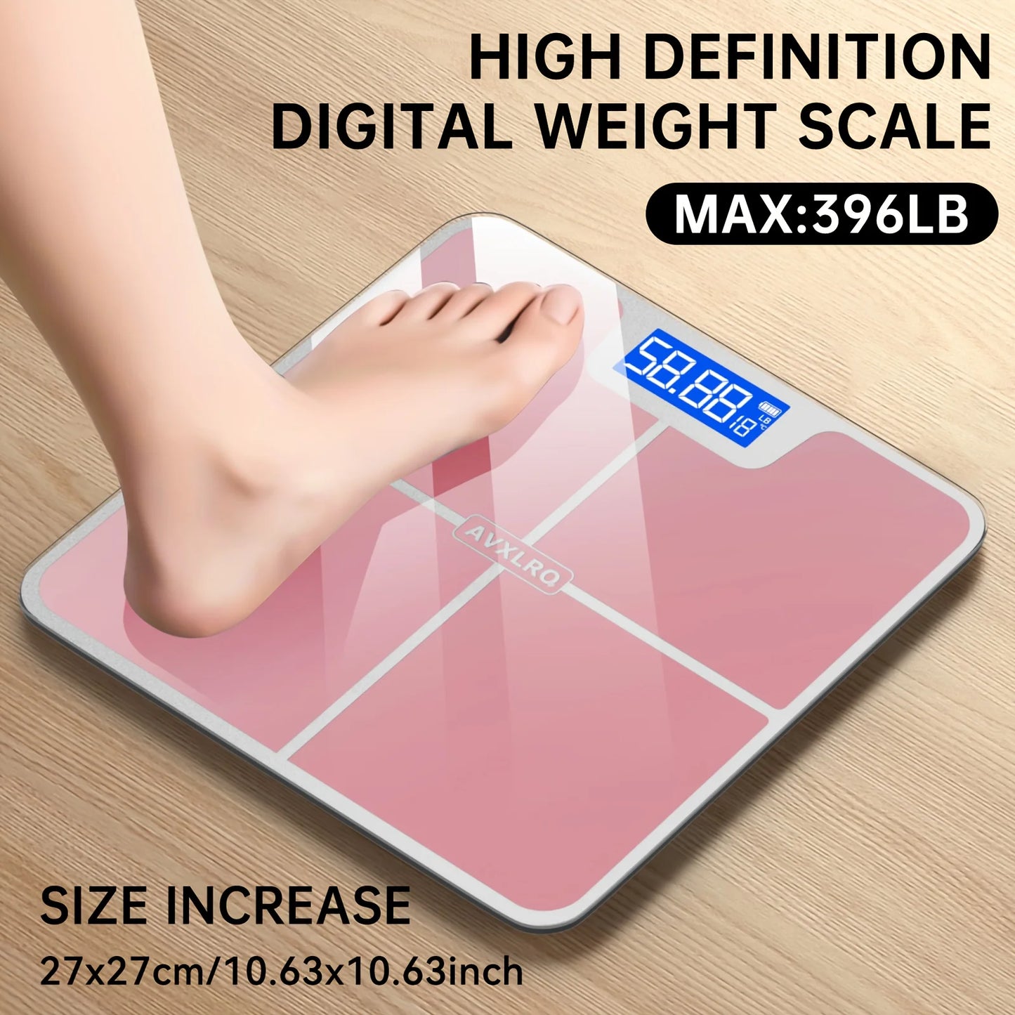 Digital Bathroom Scale 396lb, High-Precision Weight Scale with LCD Display, KG/LB Switch, Ultra-Wide Platform, Temperature