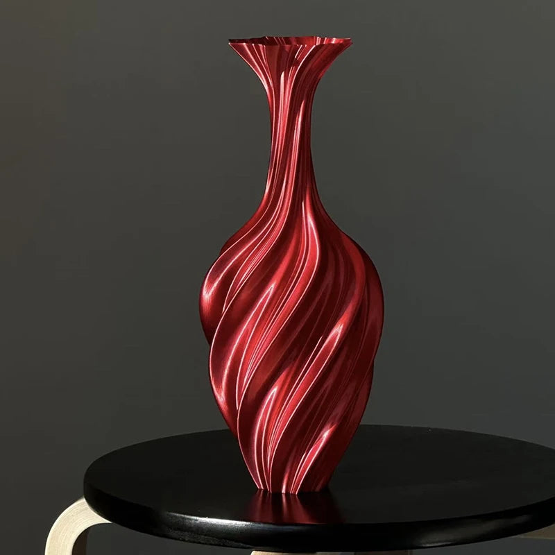 New Modern Style 3D Printed Flower Vase Swirl Pattern Aesthetic Floral Display for Living Room Desktop Decor