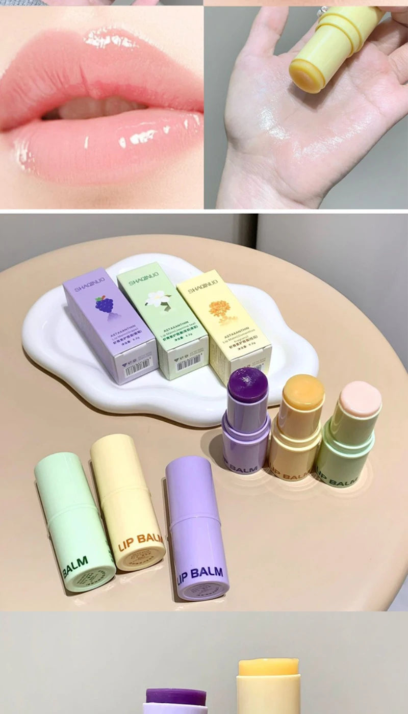 SHAQINUO Astaxanthin Lip Balm - Deep Moisturizing, Reduces Lip Lines, Fruity Fragrance, Say Goodbye to Chapped Lips