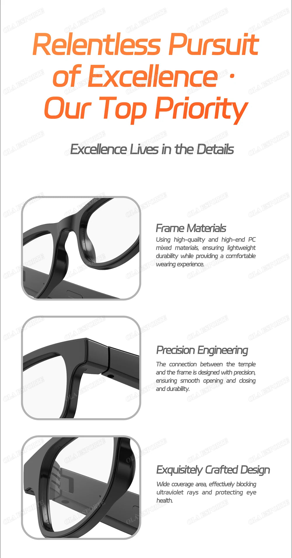 AI Smart Glasses Anti Blue Light Bluetooth 5.3 Wireless Call Music Playback Voice Assistant Amart Glasses Waterproof Sunglasses