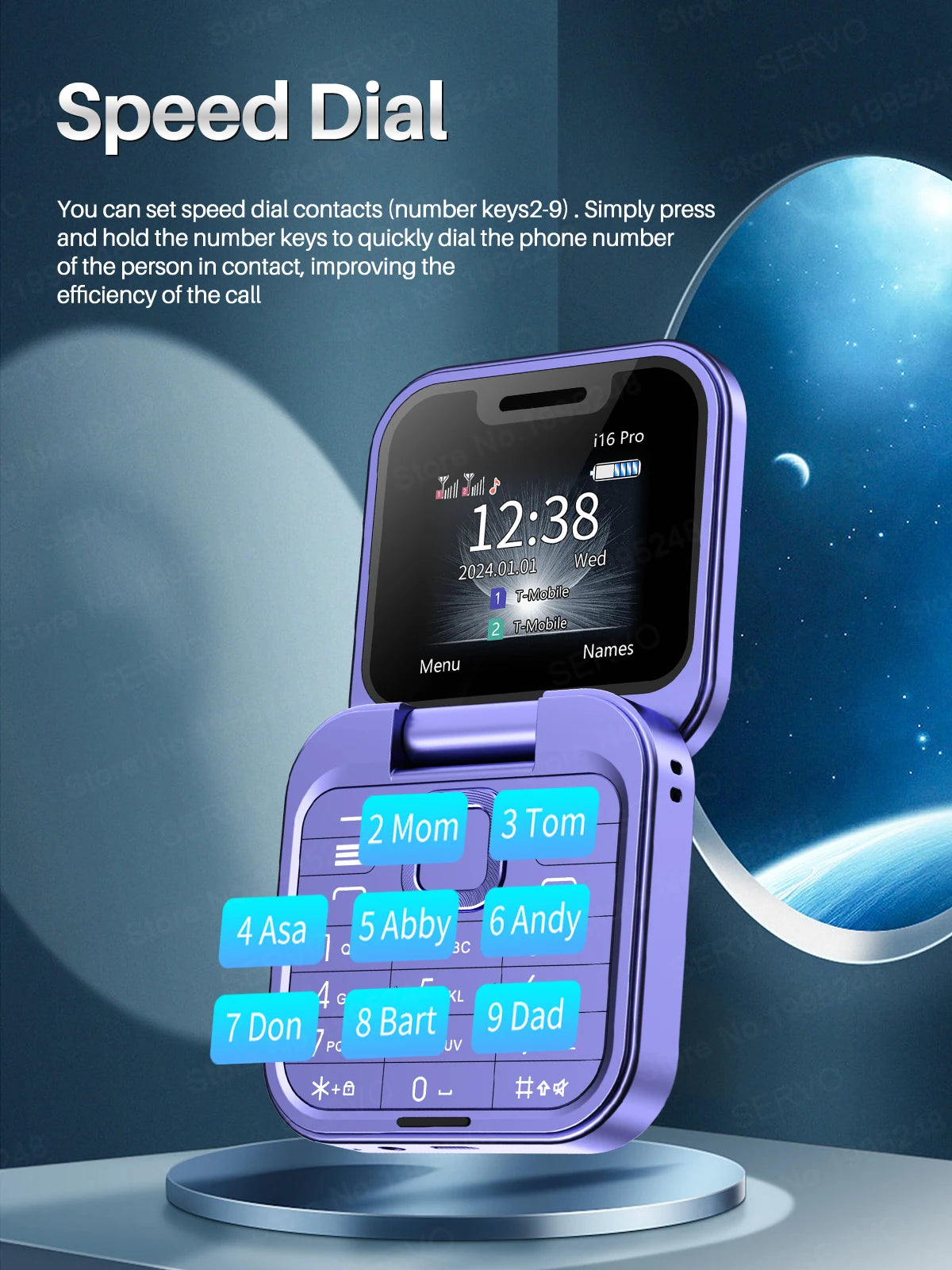 SERVO i16 Pro Mini Flip Mobile Phone Dual SIM Card Speed Dial Magic Voice Blacklist FM Radio 2G GSM Cute Foldable Cellular Phone
