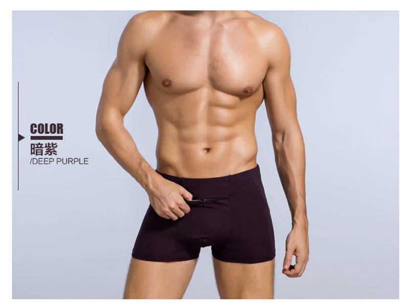Plus Size 7XL Men's Theft-Proof Underwear Front Double Zipper Pocket Men Panties Modal Comfortable Breathable Sexy Boxer Shorts
