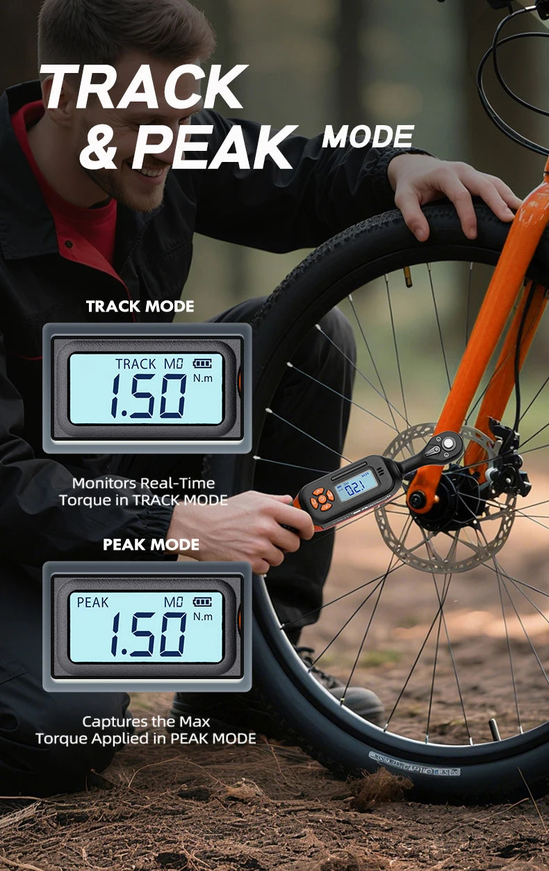 MOVECRAB 40Pcs Bike Digital Torque Wrench Set, 1/4-Inch Drive 1-22 Ft.lb/1.5-30 N.m with Bits & Sockets for repairing Bike