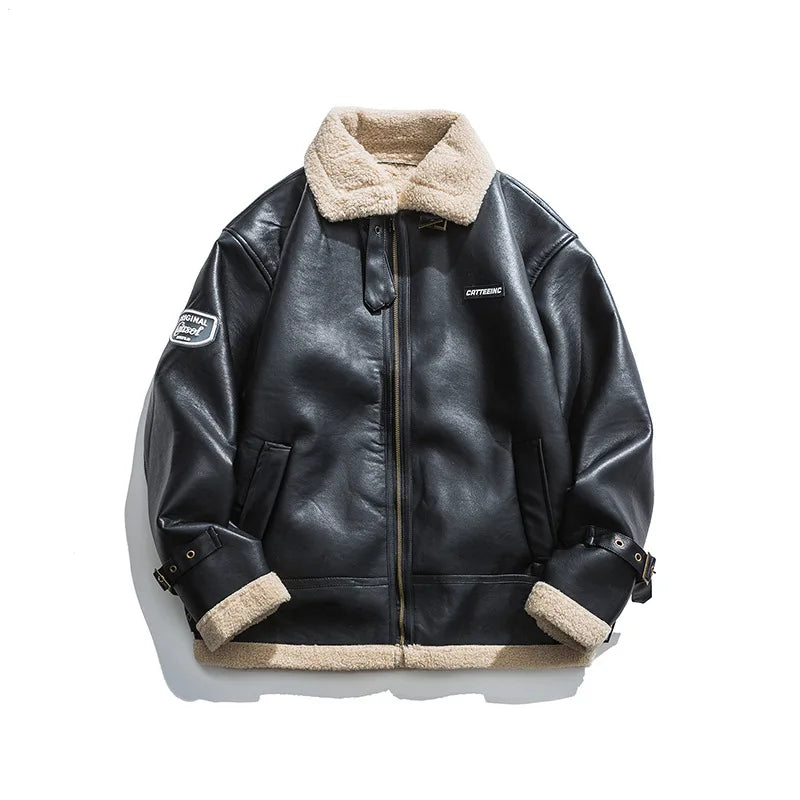 Jackets Man Winter Leather Warm Coats Motorcycle Leather Jacket Velvet Thickened Coat High Brand Street Wear Clothing Men New