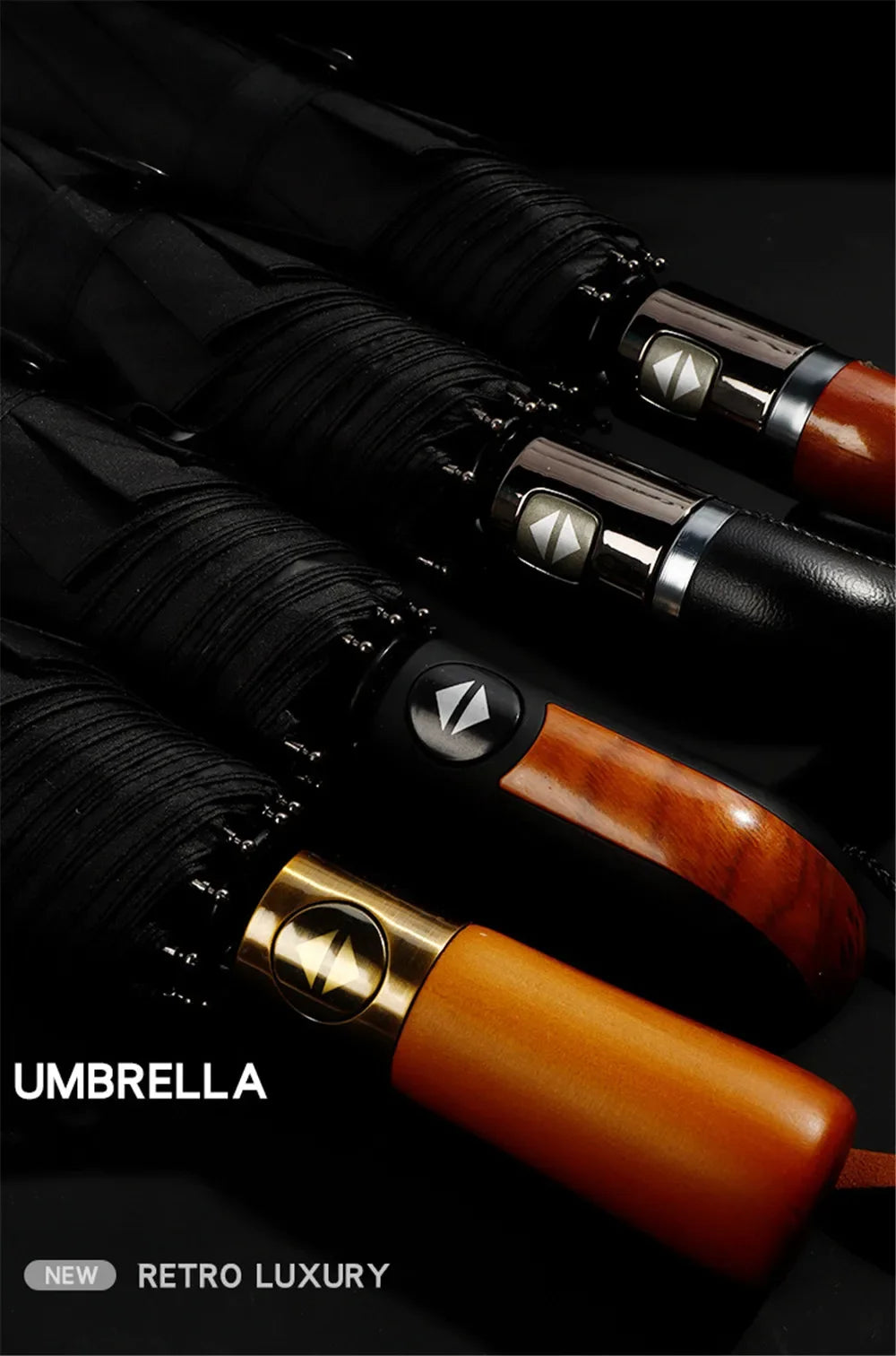 British Style Automatic Umbrella with Wood Handle Business Windproof Large Umbrellas Women 3 Fold Quality Male Parasol Men Gifts