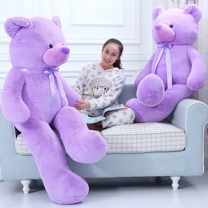 60-120cm New Giant Purple Bear Plush Toys Hug Figurine Ribbon Dolls Valentine's Day Birthday Gift for Girlfriend