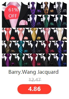 Barry.Wang Orange Brown Silk Mens Tie Hanky Cufflinks Set Gold Coffee Jacquard Designer Necktie For Male Wedding Business Party