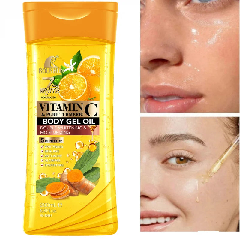200ML VITAMIN C PURE TURMERIC Body OIL Moisturizing Essential Oil Body Oil Unisex Full Body Skincare Oil，Moisturizing Body Oil