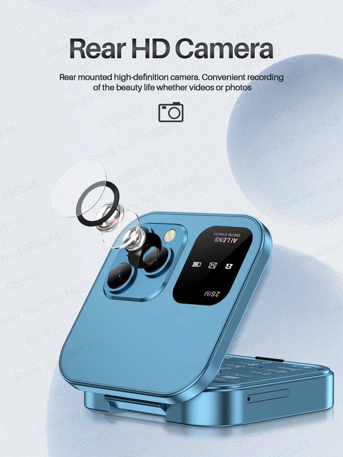 SERVO i16 Pro Mini Flip Mobile Phone Dual SIM Card Speed Dial Magic Voice Blacklist FM Radio 2G GSM Cute Foldable Cellular Phone