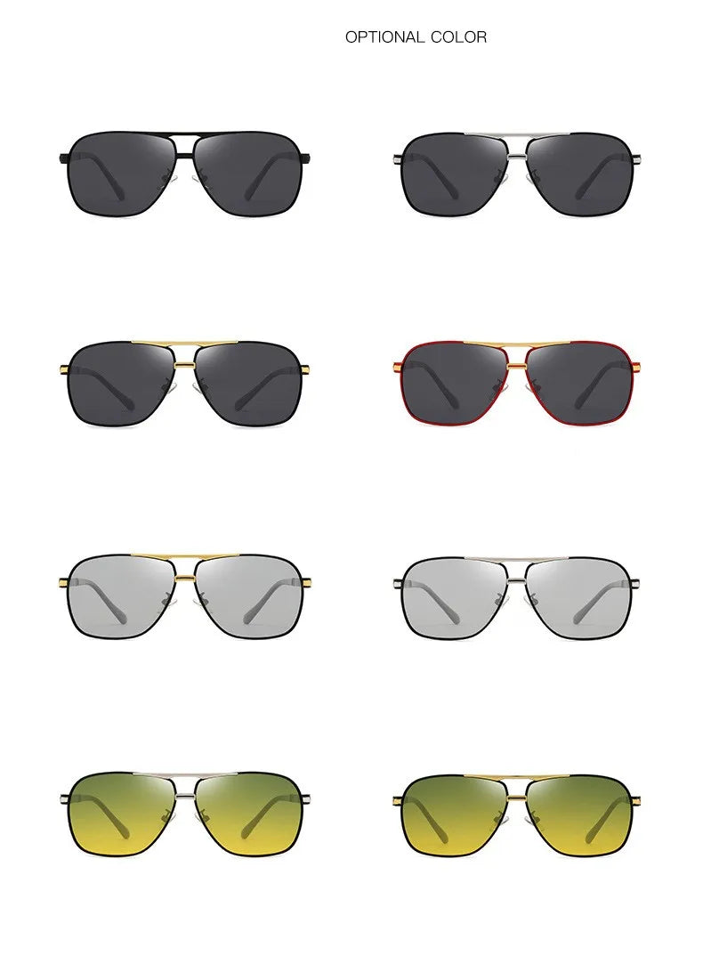 KAMMPT Oversized Vintage Sunglasses Men Women Fashion Polarized Photochromic Shades Eyewear Double Bridge Driving Sun Glasses
