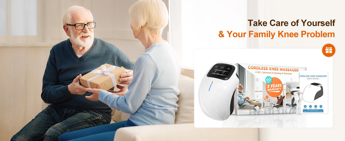 Cordless Knee Massager with Heat,Relax Knee Massage Helps Joint Stiff and Discomfort,3 Levels Heat & Vibration 10 Min Auto Off