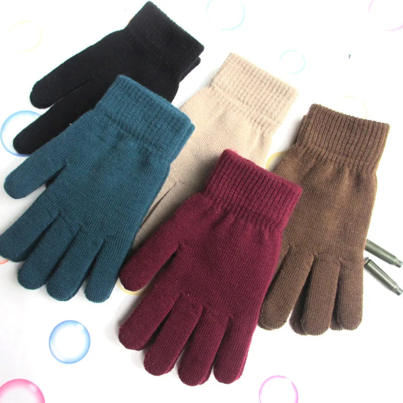 Women Knitted Gloves Autumn Hand Warmer Winter Thicken Full Finger Mittens Short Wrist Warm Gloves Unisex Outdoor Gloves