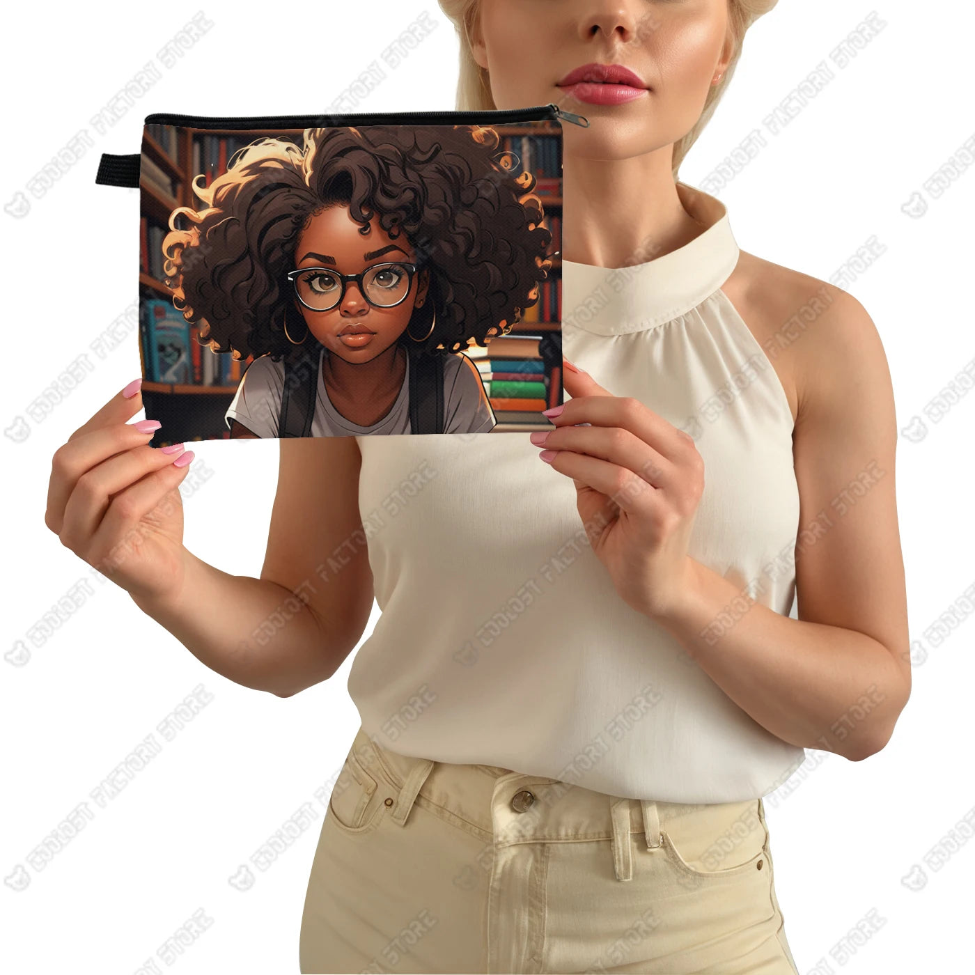 Genius Black Girl Cosmetic Case Musicians Astronauts Nurses Makeup Bags Lipstick Phone Napkin Storage Pouch Women Toiletries Bag