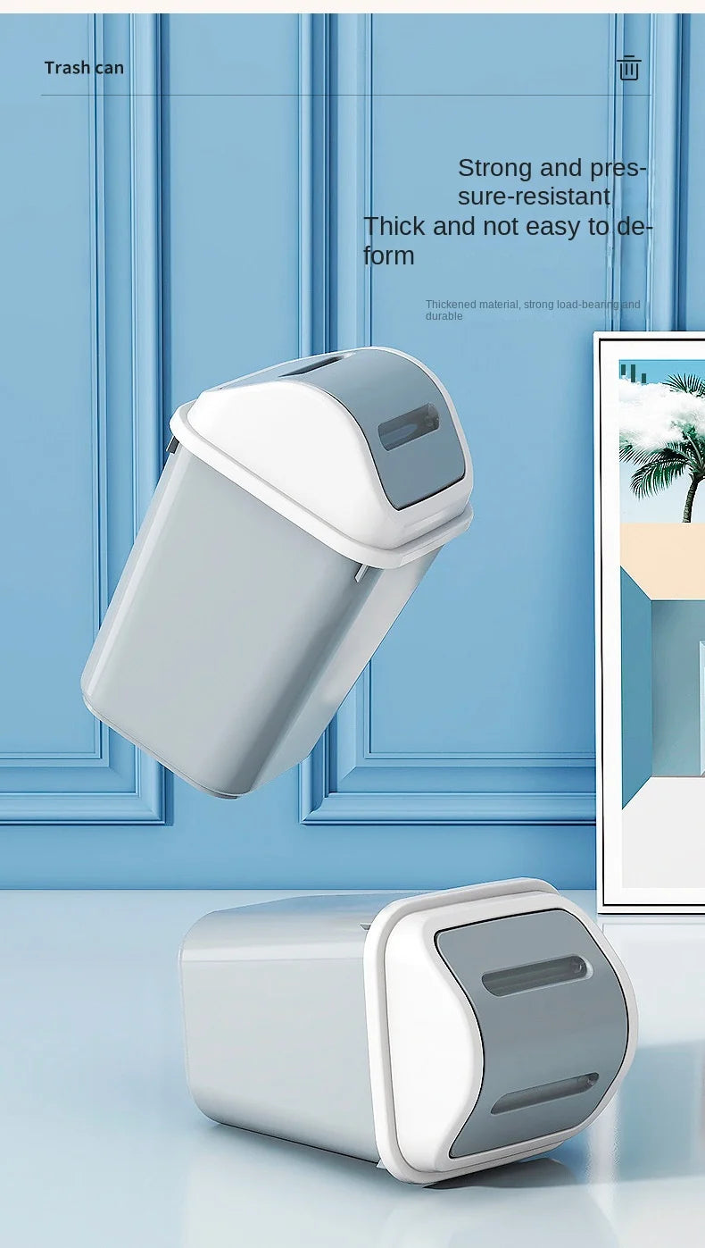 Trash can household bathroom toilet kitchen living room with cover bedroom large capacity shaking cover storage bucket