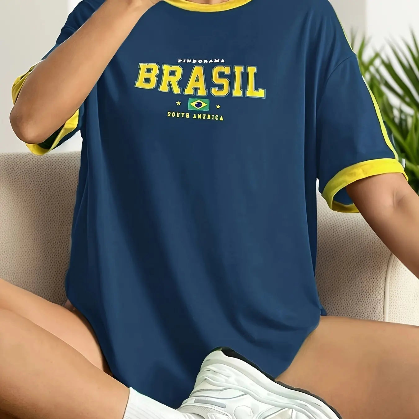 Brazil Letter Print Green T-shirt Women Summer Harajuku Casual Short Sleeve  Girl  Tops Grunge Aesthetic Streetwear Sexy Tees