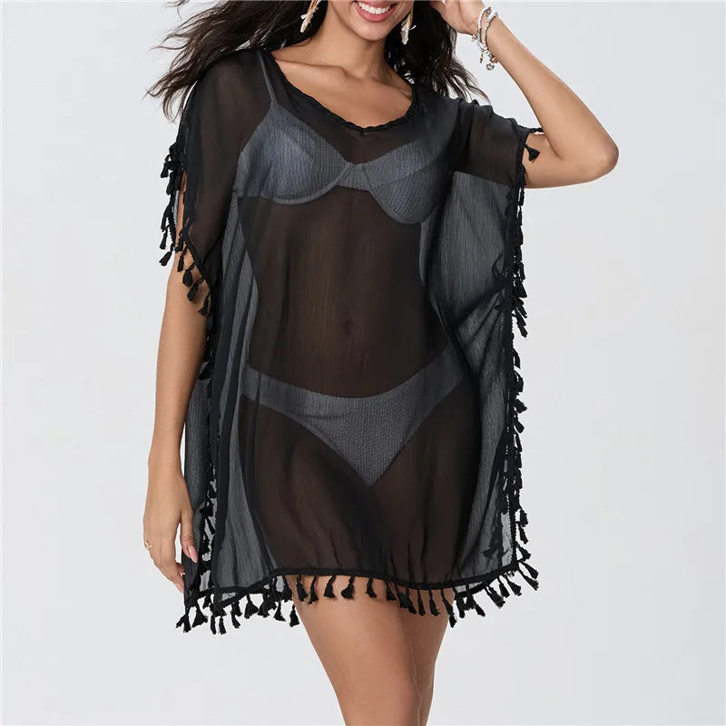 Summer Beach Cover Up For Women Lace Hollow Crochet Swimsuit Beach Dress