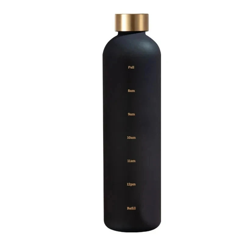 1L Water Bottle with Time Marker 32 OZ Fitness Sports Outdoor Travel Portable Leakproof Drinkware BPA Free Frosted Drink Bottles