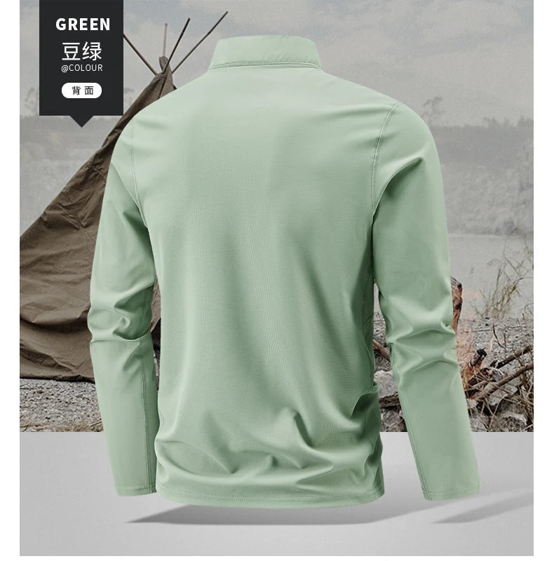 Quick Dry Men's Polo Shirt Stand Collar Pullover Male Long Sleeve Half Zipper Spring Big Size Plus Large 6XL 7XL 8XL Sport Golf