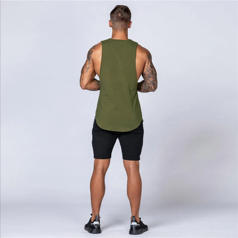 Men Cotton Sleeveless Shirt Casual Gym Tank Top Man Quick Dry Fitness Basketball Vest Bodybuilding Running t-Shirt Man Clothing