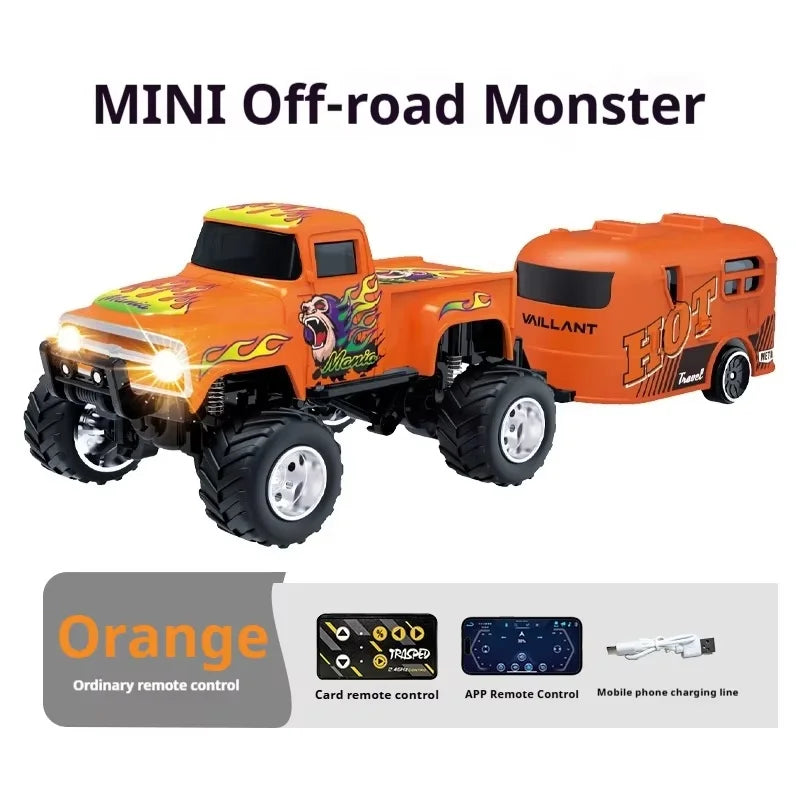 Little Monster 1/64 Rc Car Mini 2.4Ghz Remote Control Cars with Cool Spray Painting Pattern Rc Off-road Vehicle Boy’s Toys Gifts