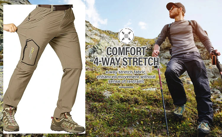 Spring Hiking Pants Men Waterproof Can be converted into shorts Fishing Wear Climbing Clothes Quick Dry Anti-UV Trousers