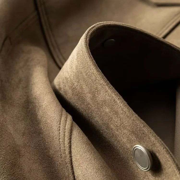 New Spring Autumn Casual Jackets Men Turn Down Collar Slim Fit England Style Deerskin Fleece Jacket Male Vintage Outwear Coats