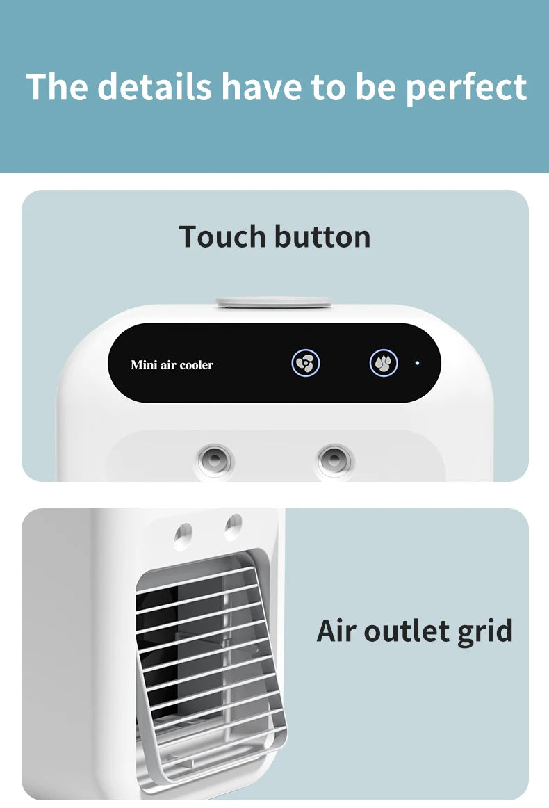 Desktop Air Cooler Personal Portable Fan with 2-Speeds Evaporative Air Cooler with 0.5L Water Tank Portable Cooler Fan for Home