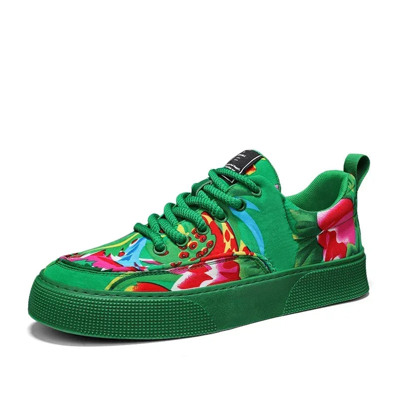 Fashion Men Casual Shoes Outdoor Men Running Sneakers Comfortable Floral Cloth Platform Walking Shoes Lightweight Tennis Shoes