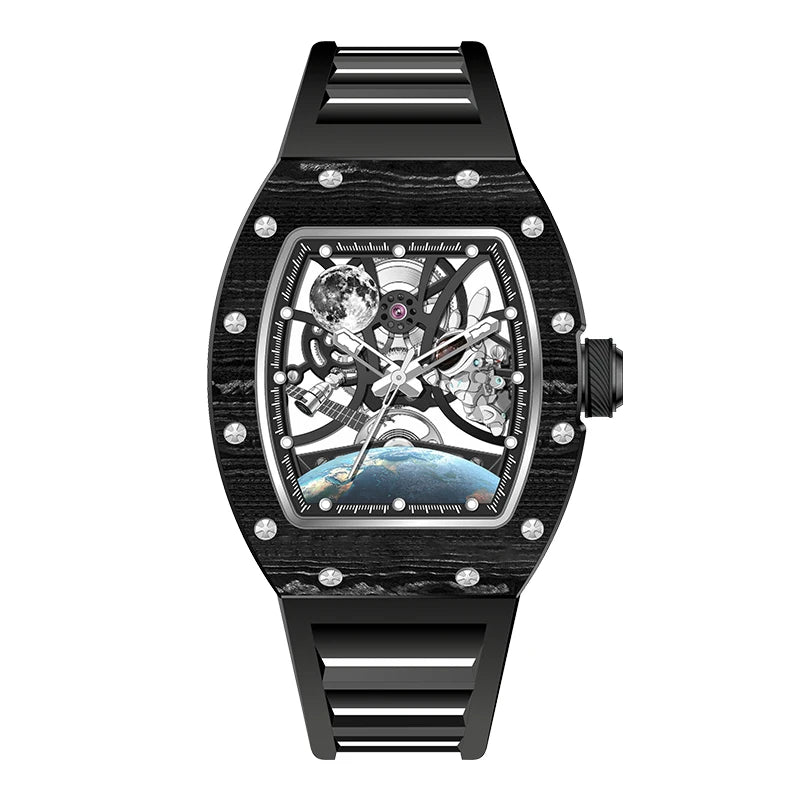 Hollow Automatic Mechanical Watch 5ATM Waterproof Sports Silicone Strap Custom Logo High-Quality Wristwatch Active Lifestyle