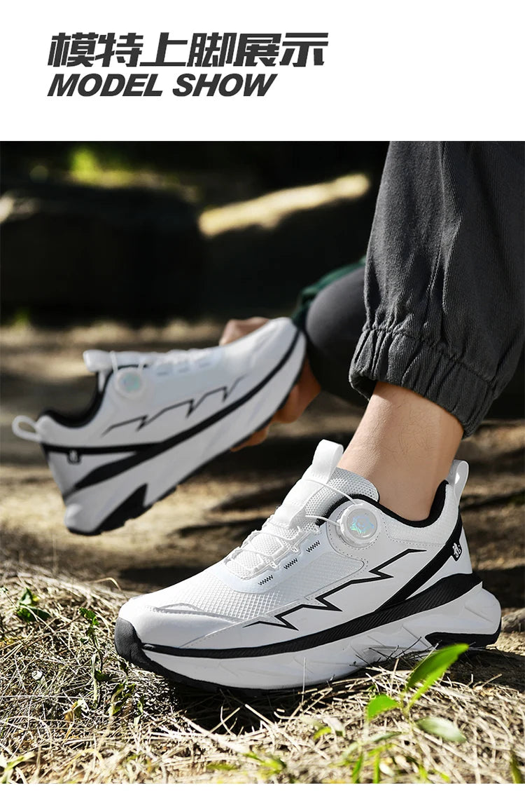 Spring Summer Large Rotating Buckle Mesh Breathable Sneakers Men's Running Shoes Fashion Casual Shoes 39-48