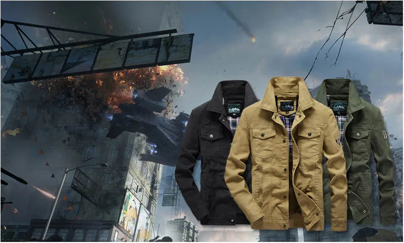 Men's Lightweight Cotton Military Jackets Spring Autumn Casual Multi-pocket Army Pilot Cargo Flight Bomber Jacket Men Clothing