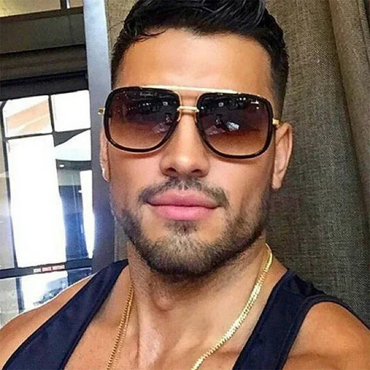 Classic Luxury Men Sunglasses Glamour Fashion Brand Sun Glasses For Women Mirrored Retro Vintage Square Designer Shades UV400