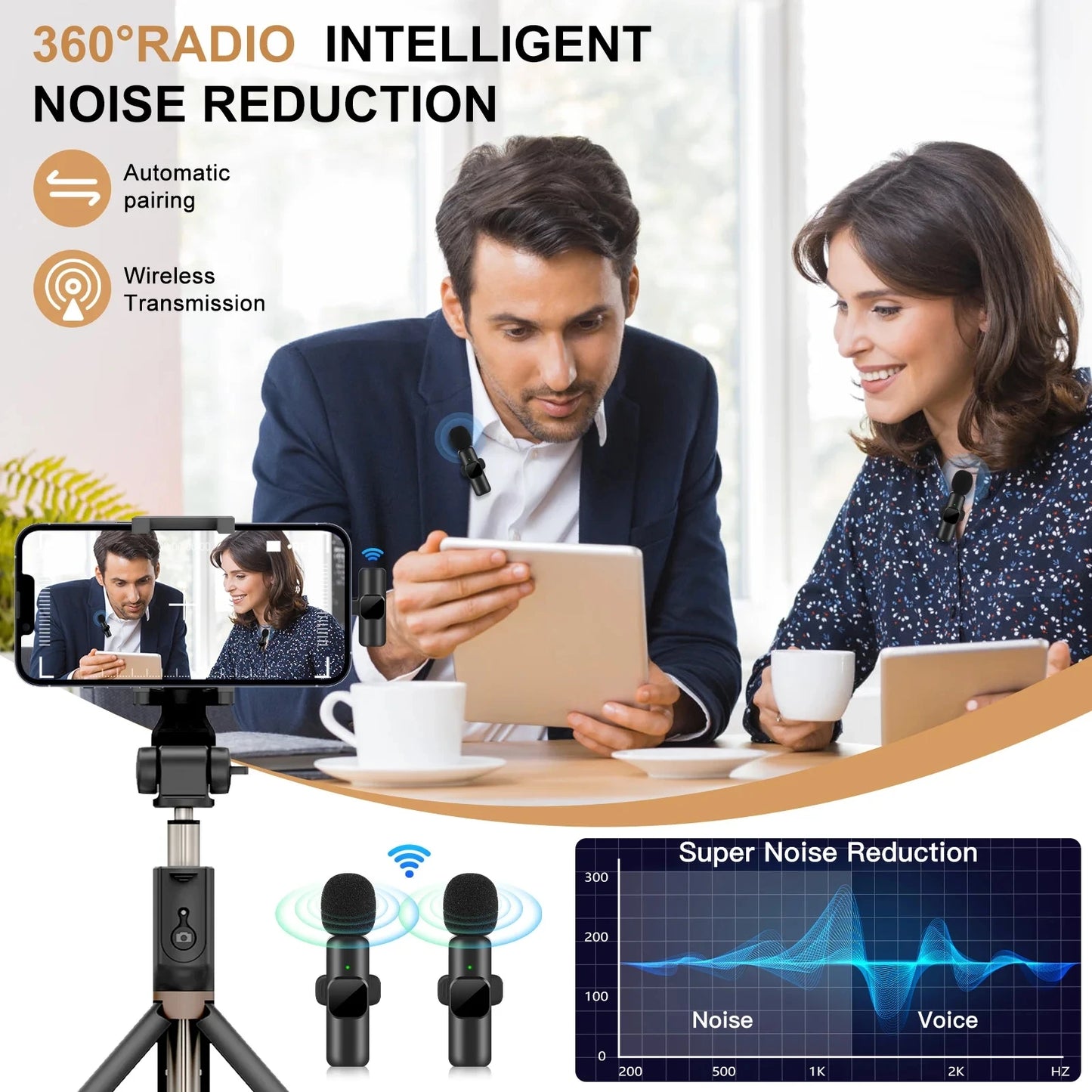 k60 New Wireless Lavalier Microphone Portable Audio Video Recording Mini Mic for iPhone Android Live Broadcast Gaming Phone Mic