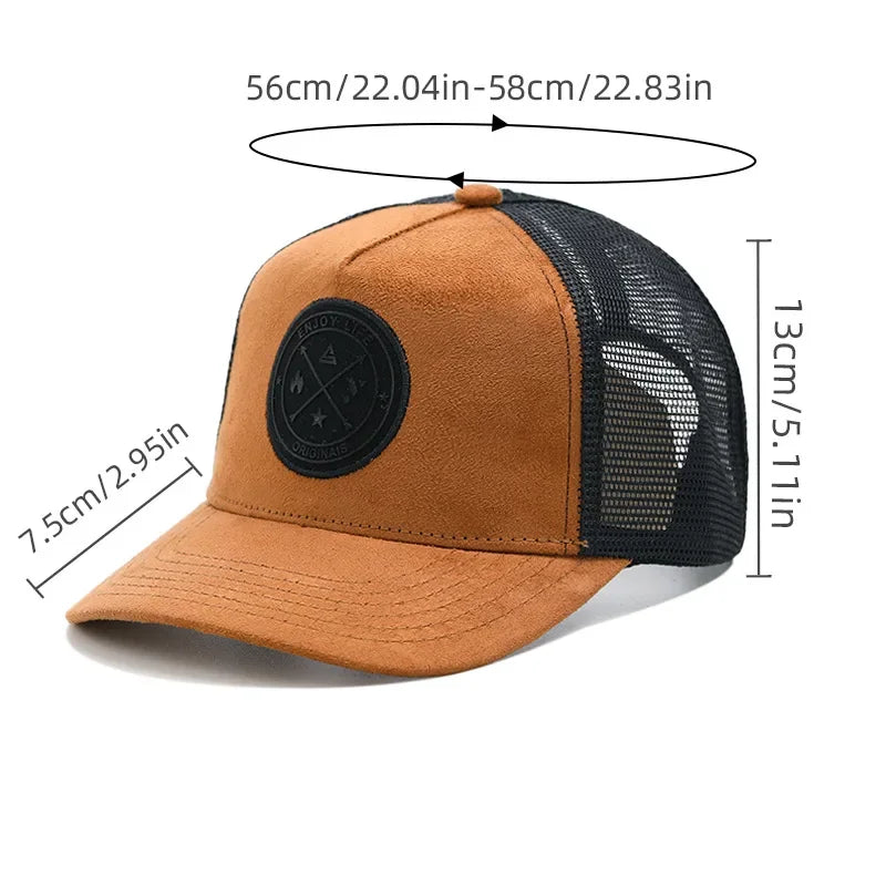 New round label letter grid baseball cap Spring and autumn outdoor men's and women's casual sunshade cap