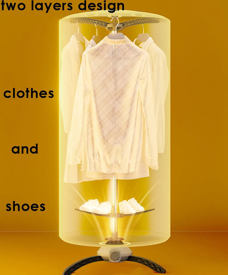 220V Electric Clothes Dryer Portable Warm Air Folding Drying 2 Layers Stand Support Shoes Dryer Machine