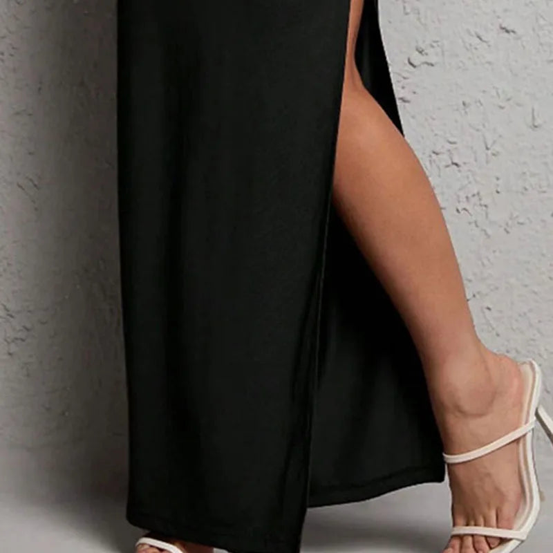 Lucyever Sexy Black Bodycon Skirt for Women Elegant Chic Side Split Long Skirts Woman Summer 2025 New High-Waisted Midi Skirts