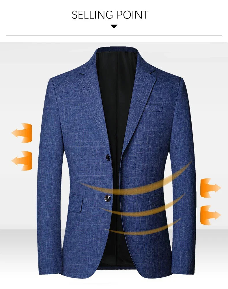 TFETTERS Brand 2025 Spring Mens Wedding Suits Blazer Check Autumn Single Breasted Suits Blazers Men Fashion Blazer for Mens
