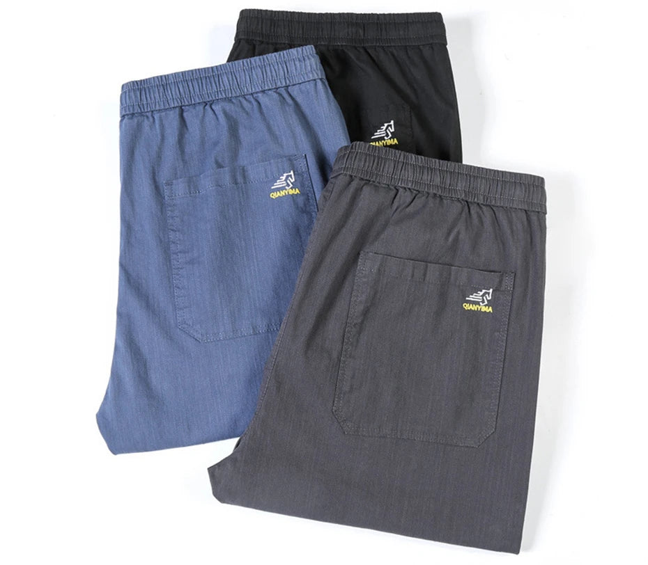 Plus Size 12XL Pants Men Casual Trousers Elastic Waist Straight Pants Male Fashion Grey Black Pants Big Size 10XL 12XL