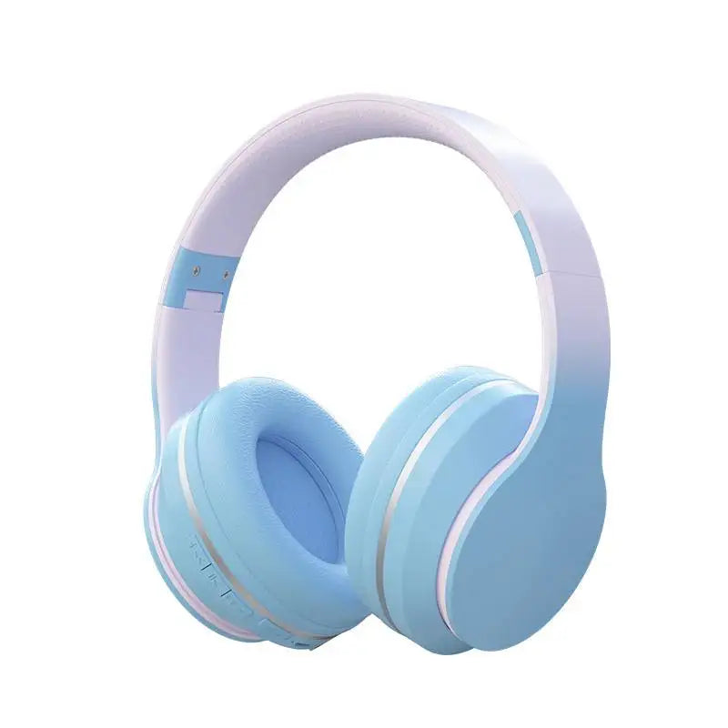 Gradient Bluetooth Headset Cute Wireless Music Headphone with Mic Gamer Earphone Kids Lovely Christmas Gifts for Girl PC Gaming