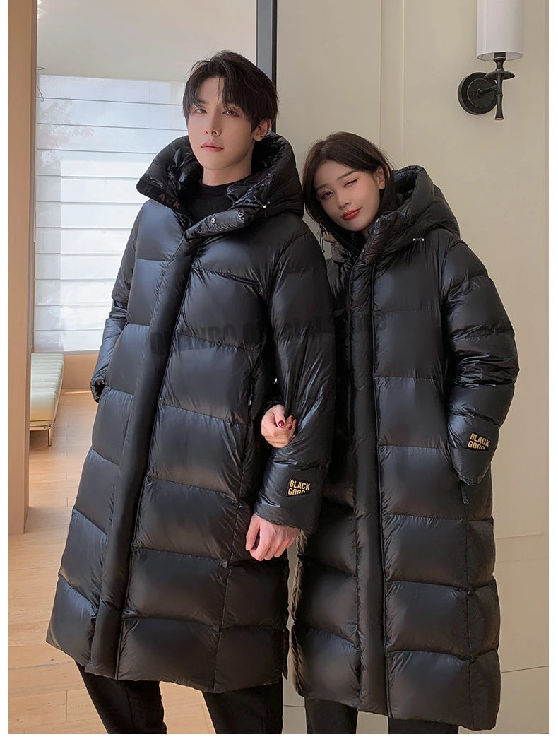 2023 New Arrivals Winter 90% White Goose Down Couple Hooded Coat Top Grade Men's Women Thick（Winter) Warm X-long Jackets