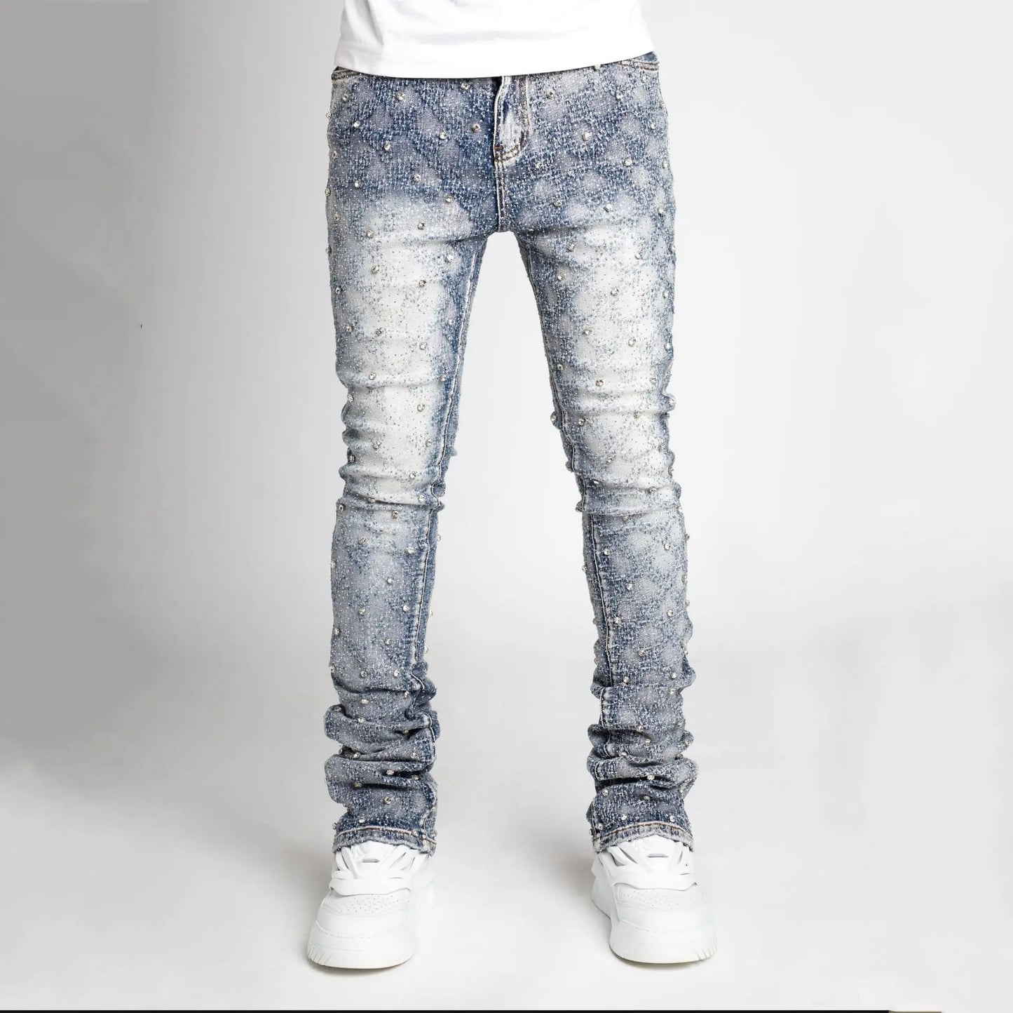 Jeans Denim Men Long Pants Flare Pant Hole Sheath High Waist Casual Punk Gothic Streetwear Straight Trousers Autumn Winter