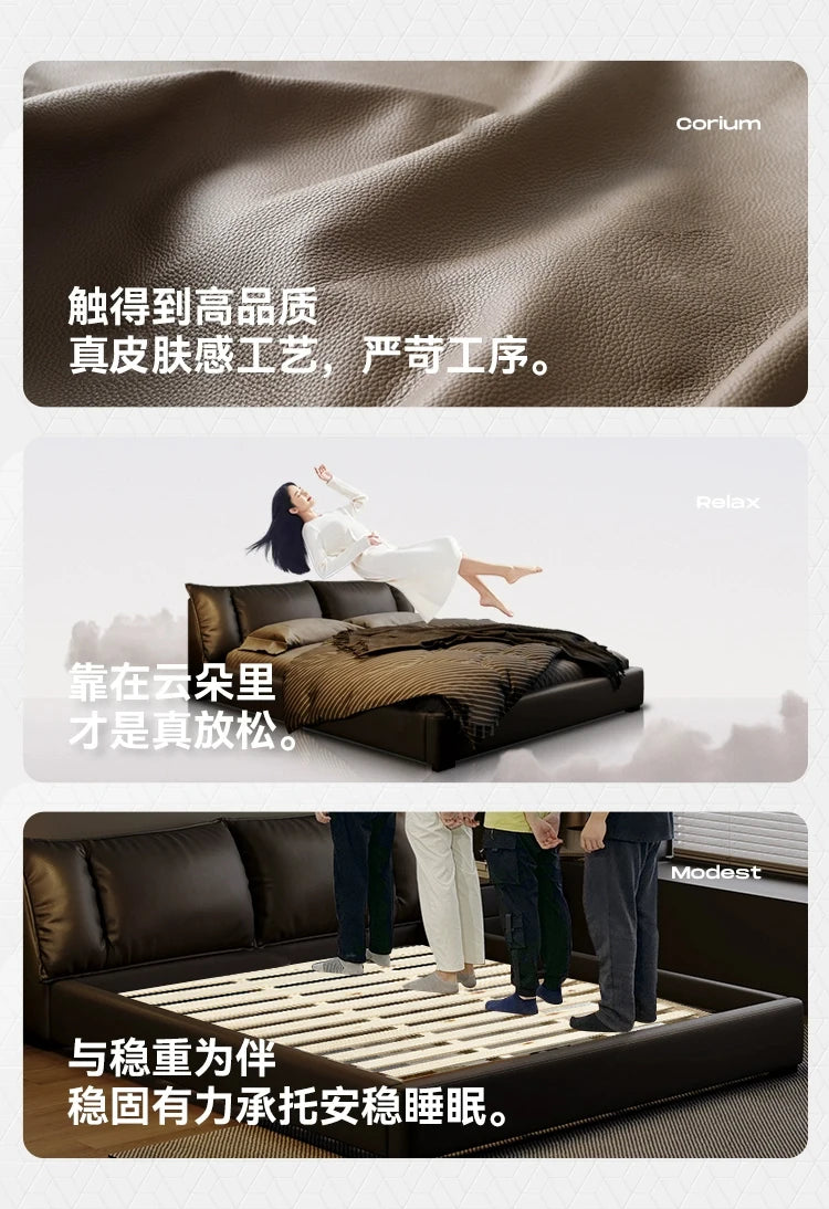 Luxury Modern Bed Sofa Frame Floor Sleeping Platform Bedroom Massage Bed Leather Safe Letto Matrimoniale Lounge Suite Furniture