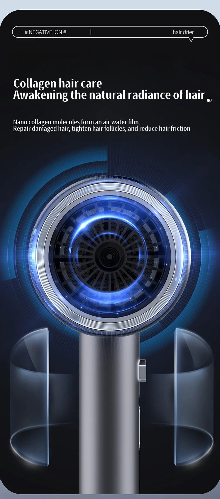 New 2400W High-Speed Hair Dryer With Blue Light Negative Ion Quick Drying And Silent Hair Care, Dedicated For Home Hair Salons