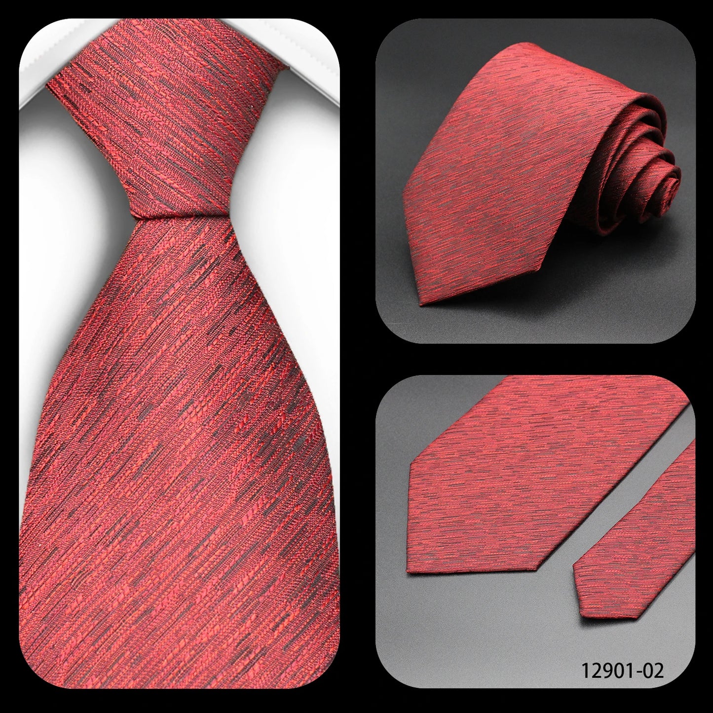 Men's Red Purple Plaid Tie stripe Handmade Woven Fashion Business Tie Geometric Style Polyester Silk Material for Wedding
