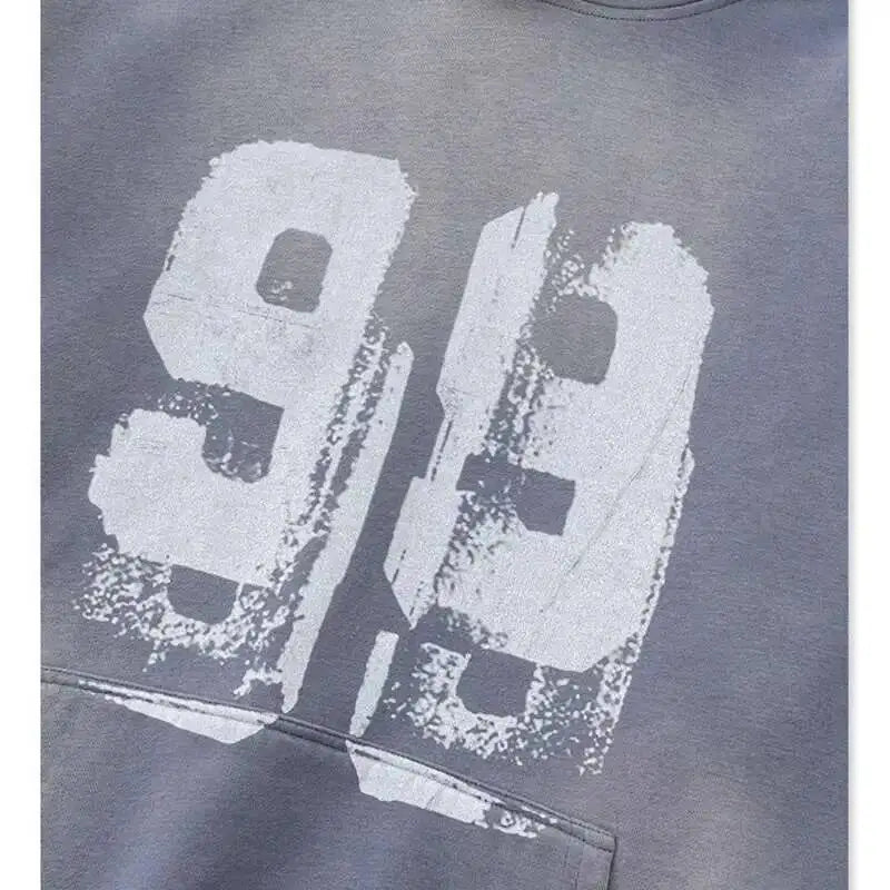 PFNW 2025 Spring High Street Vintage Washed Digital Padded Hooded Sweatshirt Men's American Loose Oversized Pullover Top 28W5695