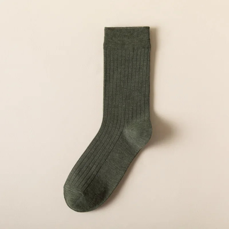 Men Cotton Socks High Quality Solid Color Business Crew Spring Autumn Knitting Mib Tube Ankle Long Breathable Casual Soft Socks