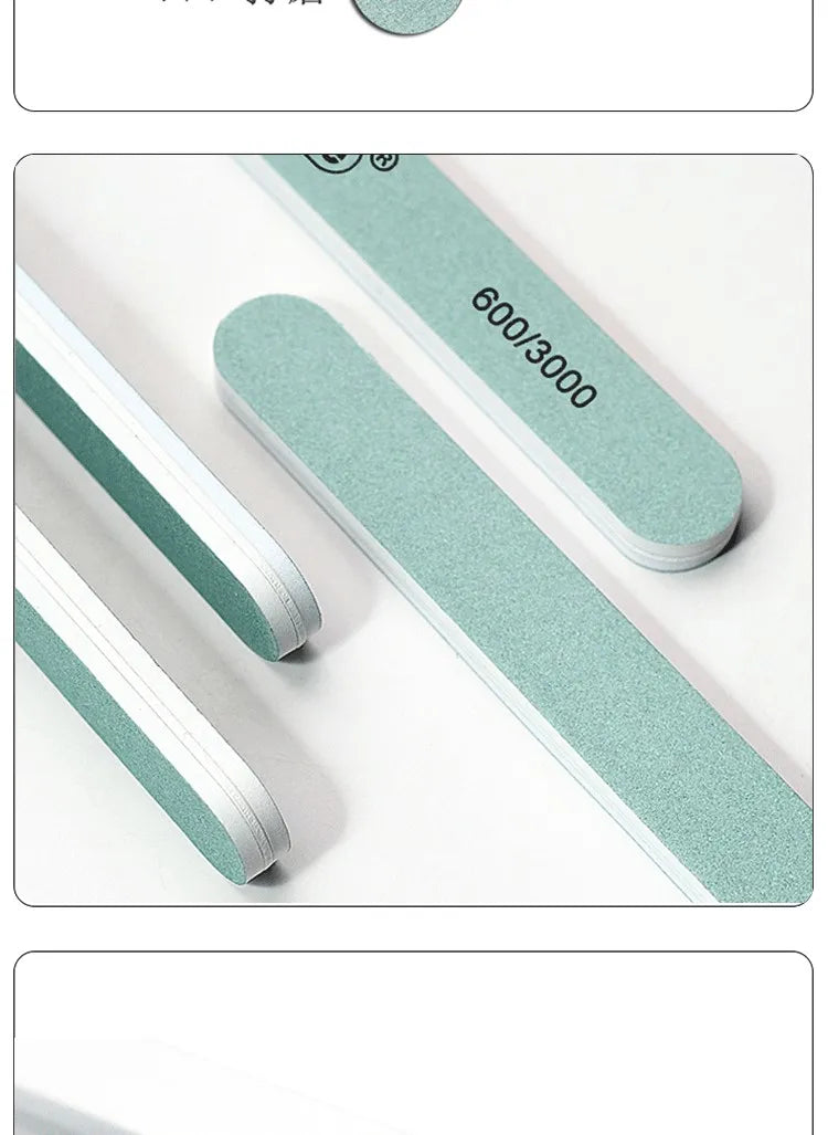 Nail File 600/3000 Grit Wooden Nail File, Professional Washable Doubled Sides Nail File Kit for Natural Acrylic Nails Coarse