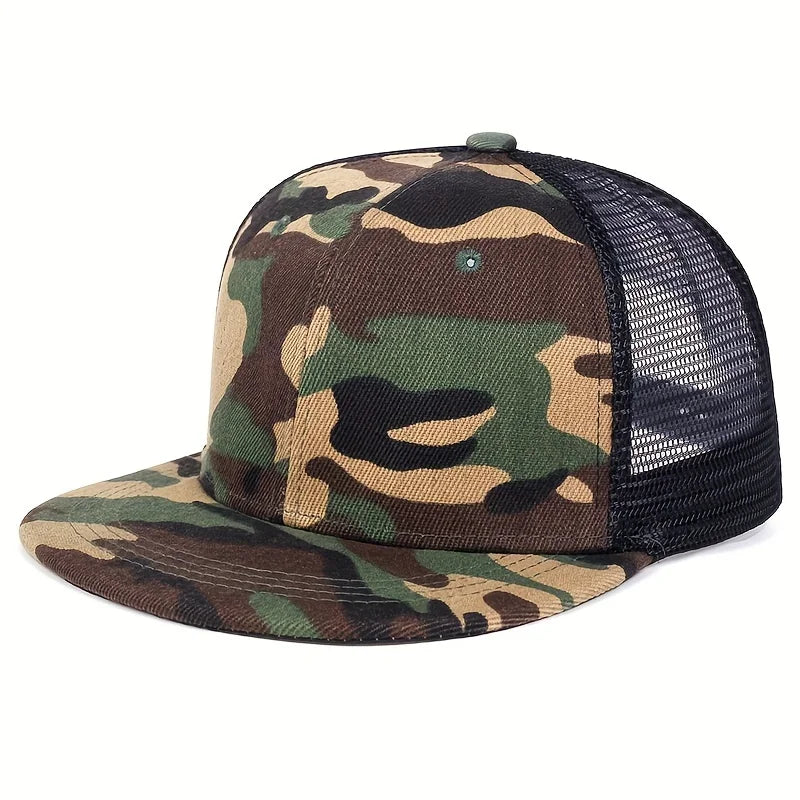 Fashion Baseball Cap Blank Mesh Camouflage Solid Color Hip Hop Hat Outdoor Sports Visor Snapback Hats Trucker Caps