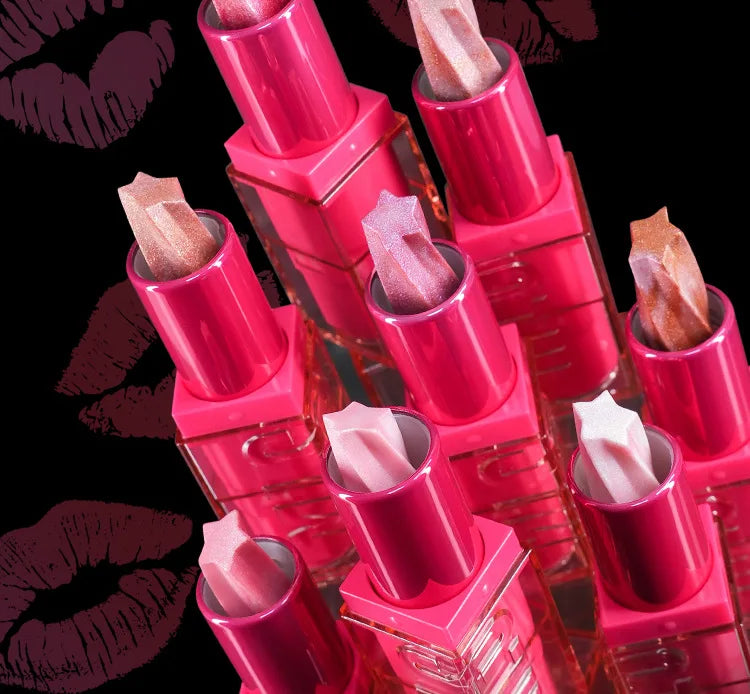 Spiral Star Lipstick Moisturizing Waterproof Matte Glitter Marble Non Stick Long Lasting Lip Gloss Pearlescent Shine