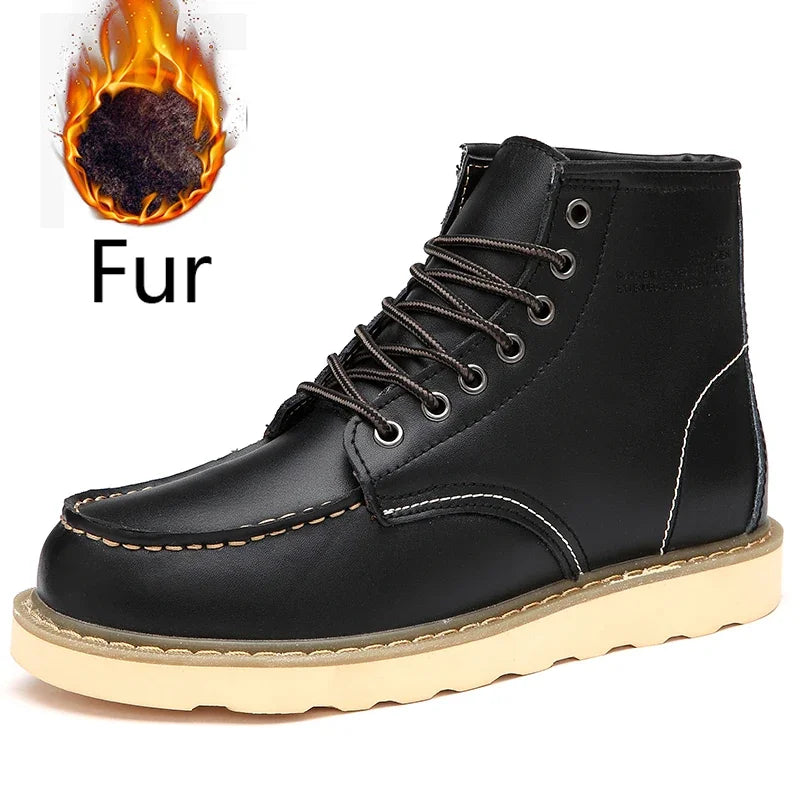 Genuine Leather Men Desert Boots Casual Outdoor Soft Sole Walking Shoes Outdoor Lace Up Boots High Quality Male High Top Shoes